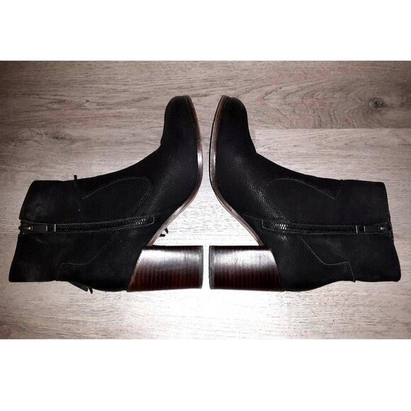 Liebeskind Black Leather ? Fringe High Heeled Ankle Boots Zip Up Booties Size 37 - Picture 7 of 12